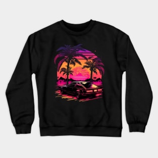 Retro Car in Synthwave Style Crewneck Sweatshirt